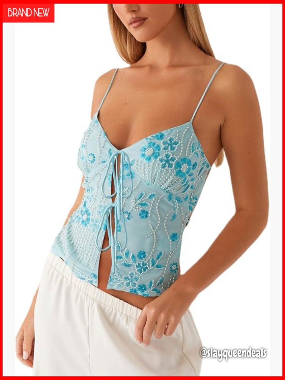 Sequin Crop Top with Lace Up Front and Backless Design, Slim Fit
